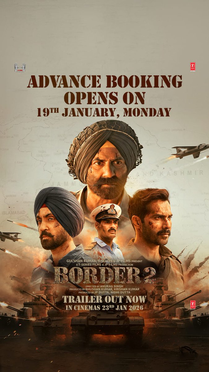TradeTalksBolly's tweet photo. Celebration time for @iamsunnydeol ,@Varun_dvn , @diljitdosanjh , @ahanshetty28 , @RealNidhiDutta #BhushanKumar @SinghAnurag79 & entire team of #Border2 ....It's a BLOCKBUSTER In the Capital Letter.
The box office explosion begins tomorrow.
#SunnyDeol #Border2Blockbuster https://t.co/pBSsW4YHgJ
