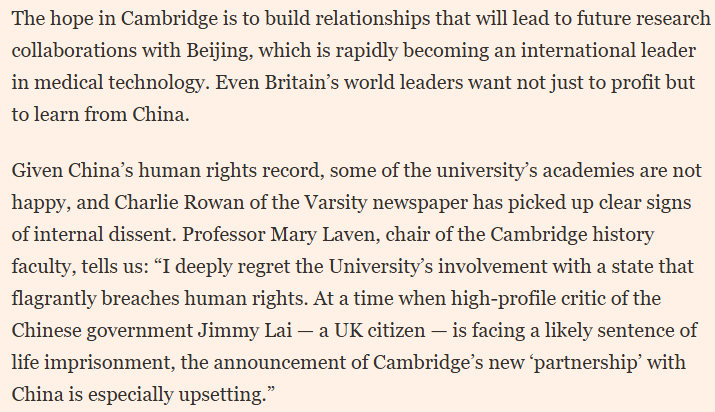 HugoGye's tweet photo. V interesting from FT's @Smyth_Chris (w/ @CharlieLRowan of @VarsityUK) - Cambridge has struck a new partnership deal with the Chinese govt, unsurprisingly prompting a backlash from uneasy academics

Details: https://t.co/hE2HUpTW5A https://t.co/8FfuwIPuiE