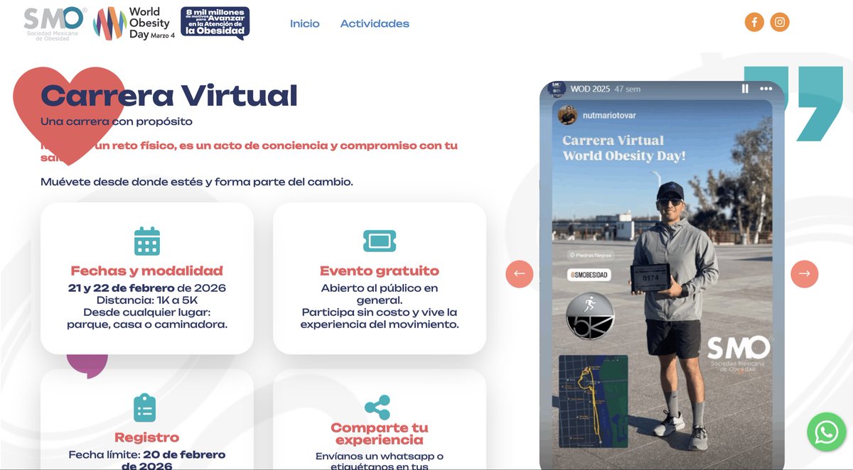 BodyAdvancemx's tweet photo. Salimos en la portada de la Carrera Virtual 2026 de la Sociedad Mexicana de Obesidad 🔝👨🏻‍⚕️‼️

La inscripción es gratuita 🏃🏻‍♂️ 🏃🏻‍♀️⬇️

https://t.co/01ezwWCQZl https://t.co/AZIXt2Nj6Y