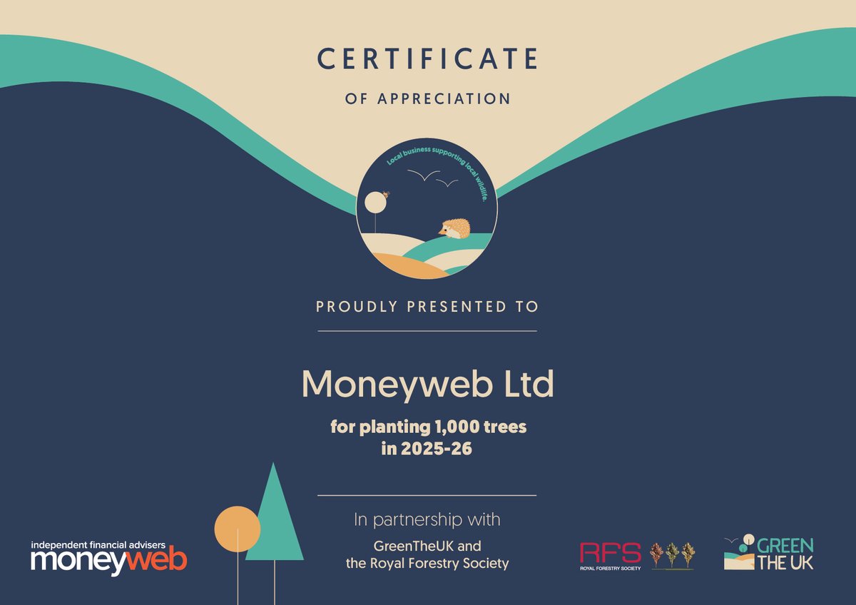 We’re delighted to receive this certificate from GreenTheUK &amp; the Royal Forestry Society, recognising our joint ccommitment with Pacific Asset Management to planting 1,000 trees in 2025–26 🌱

We're proud to support reforestation &amp; to be part of this important work with PAM 🌍