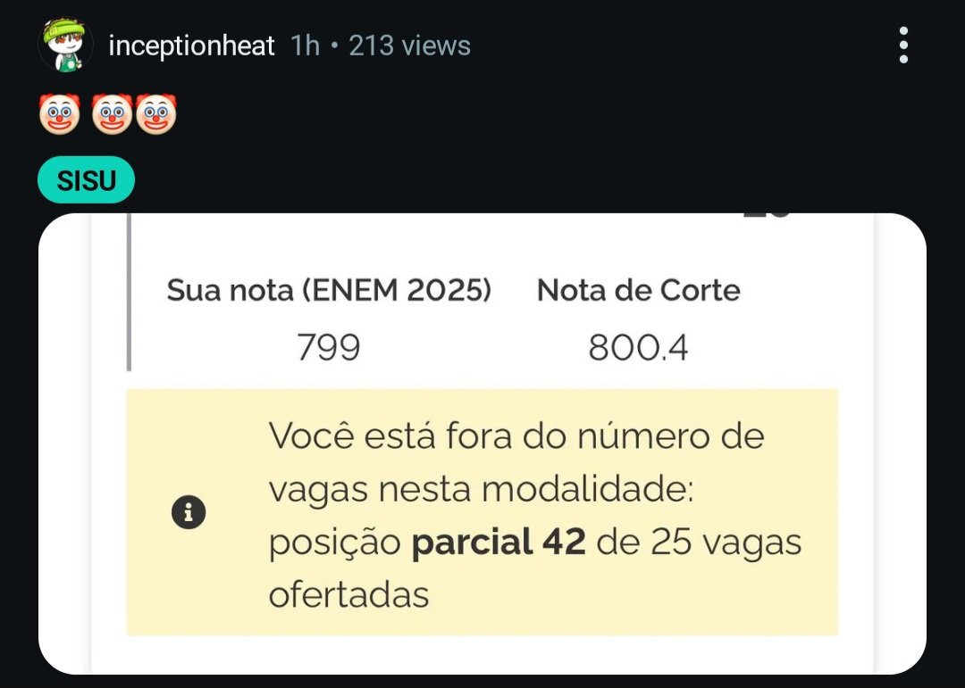 Igor_Vads's tweet photo. Seria esse o SISU mais competitivo da história? O ENEM já virou Gaokao. https://t.co/rq6KcZNiVj