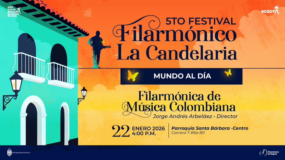 Bogotá guarda su historia en las piedras y la emoción en su #MúsicaAndina.

Hoy, primer concierto de la #FilarmónicaDeMúsicaColombiana de <a href="/filarmonibogota/">Orquesta Filarmónica de Bogotá</a> en el marco del V Festival Filarmónico La Candelaria, nos vemos en la Parroquia Santa Bárbara Cnt.

Imagen: <a href="/filarmonibogota/">Orquesta Filarmónica de Bogotá</a>