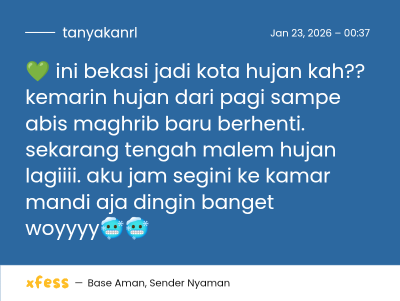 tanyakanrl's tweet photo. 💚 ini bekasi jadi kota hujan kah?? kemarin hujan dari pagi sampe abis maghrib baru berhenti. sekarang tengah malem hujan lagiiii. aku jam segini ke kamar mandi aja dingin banget woyyyy🥶🥶 https://t.co/90SwXOV09T