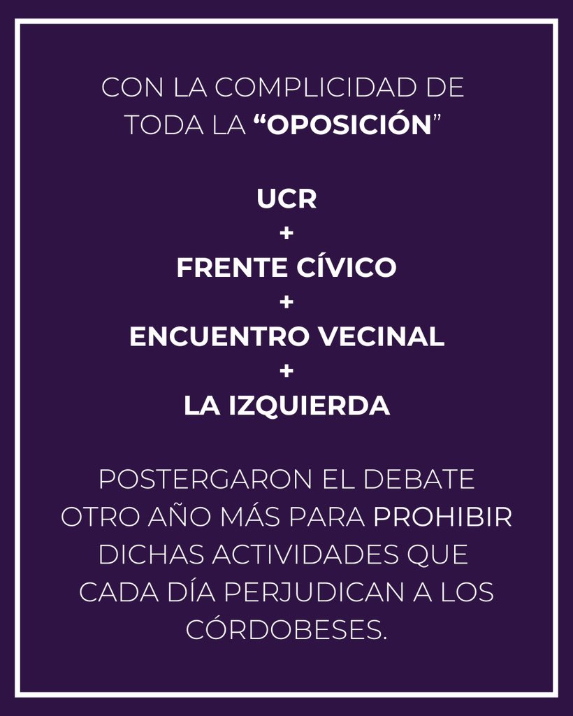 SpaccesiAgustin's tweet photo. Mientras el gobernador Llaryora y su equipo económico están en Nueva York pegando zarpazos financieros de U$S 500 millones para bancar el gasto público, acá en Córdoba nos siguen entregando a las mafias de siempre.

¿Qué dicen desde el Panal? Que hace falta "más debate". 🗣️ El ministro de Seguridad y el oficialismo usan la excusa de la discusión eterna para no reformar el Código de Convivencia. ¿El resultado? Los naranjitas y limpiavidrios siguen dueños de la calle, extorsionando a los cordobeses que salen a trabajar.

Lo más grave: La complicidad es total. 🤝 Para pedir deuda son rápidos, pero para darnos seguridad son de manual: la UCR, el Frente Cívico, Encuentro Vecinal y la Izquierda se pusieron de acuerdo para postergar la ley que permitiría sacar de las calles a estos delincuentes.

Córdoba necesita ORDEN, SEGURIDAD y que las MAFIAS se terminen de una vez.

¿Hasta cuándo vamos a financiar la inoperancia? 

#Córdoba #Inseguridad #BastaDeMafias #Naranjitas #Limpiavidrios #Llaryora #FalsaOposición #OrdenOcaos