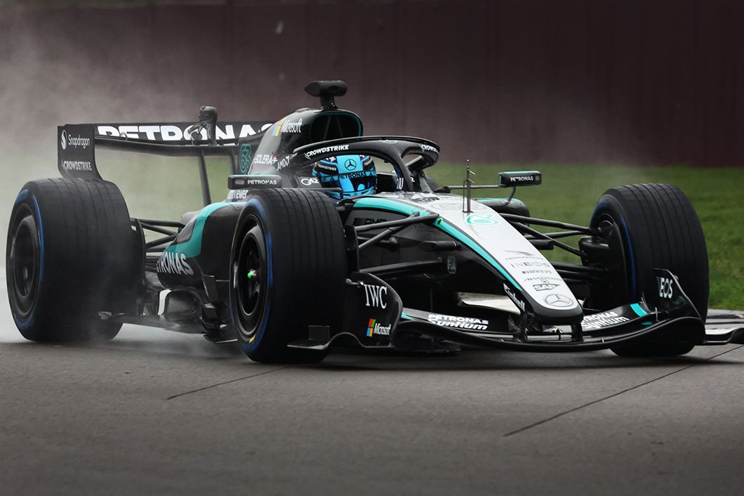 The <a href="/MercedesAMGF1/">Mercedes-AMG PETRONAS F1 Team</a> W17 ran nearly 200kms today in the hands of <a href="/GeorgeRussell63/">George Russell</a> and Kimi Antonelli. Andrew Shovlin says: “We have had a sensible first day of running with the W17 at Silverstone. As with any shakedown, the focus is on ensuring  everything operates safely and