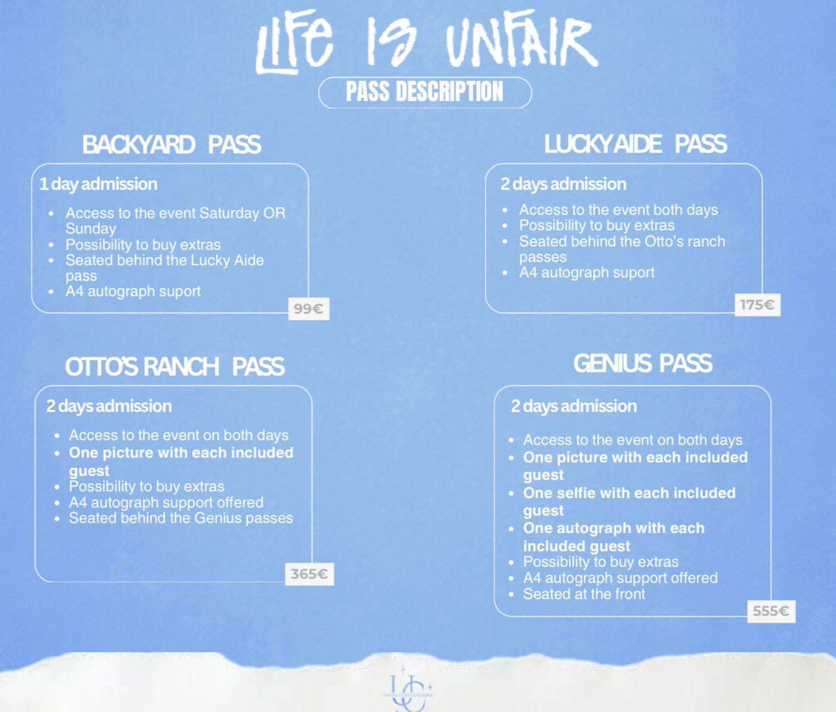 Union_Conv's tweet photo. Voici les prix des différents pass qui seront mis en vente pour notre convention « Life is Unfair Con » ! Une convention sur la série «Malcolm ».
—————
This is the prices of the different passes that will be on sales for our convention « Life is Unfair Con » ! A convention about Malcolm in the middle.

FB : https://t.co/2OOOitkPxa