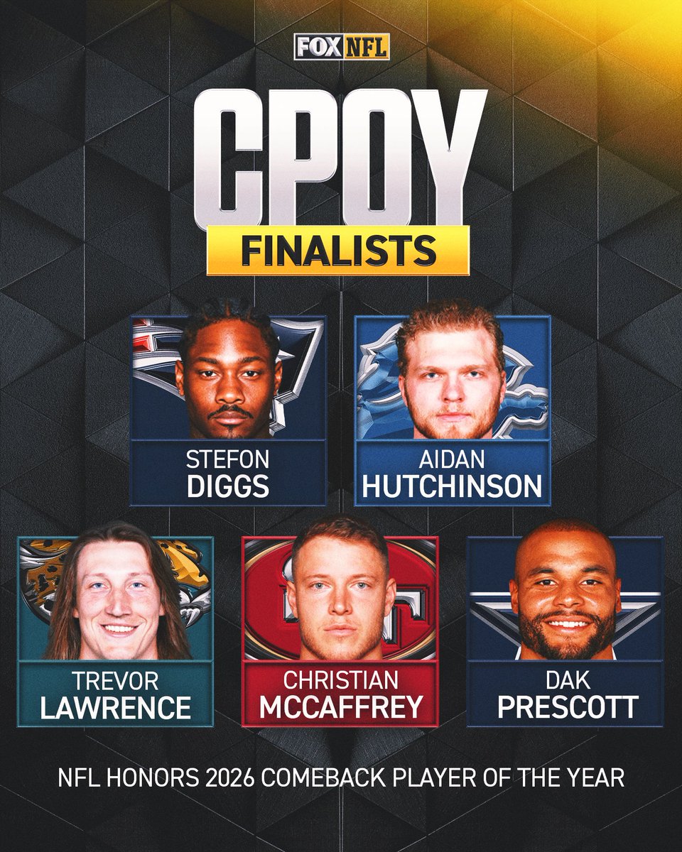 NFLonFOX's tweet image. The NFL Honors finalists have been announced 🏆

Who's your pick for MVP, CPOY, DPOY, and OPOY?