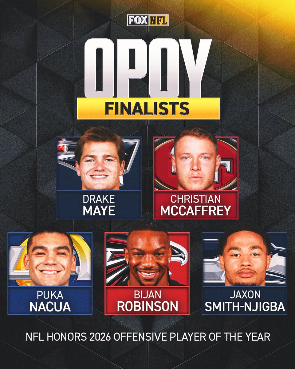 NFLonFOX's tweet image. The NFL Honors finalists have been announced 🏆

Who's your pick for MVP, CPOY, DPOY, and OPOY?