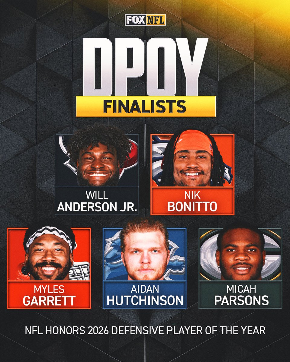 NFLonFOX's tweet image. The NFL Honors finalists have been announced 🏆

Who's your pick for MVP, CPOY, DPOY, and OPOY?