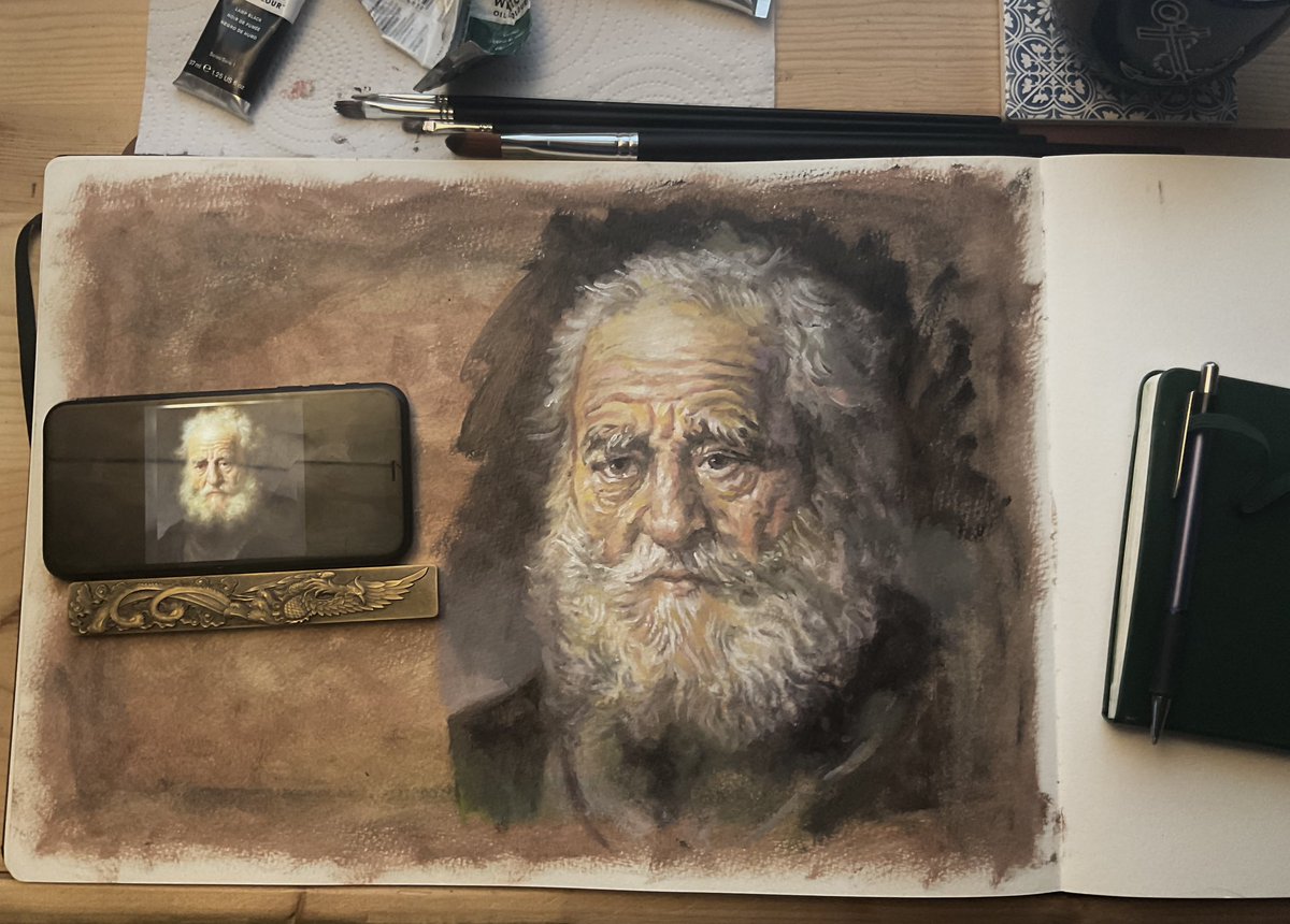 colin_alex35207's tweet image. Oil sketch after Rembrandt