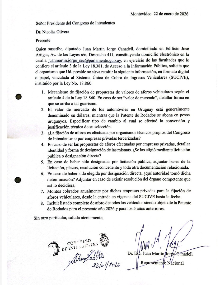 Ante la imposibilidad de hacer un pedido de informes al Congreso de Intendentes relativo al SUCIVE hicimos un pedido de acceso a la información pública para tener más información sobre este tema que es realmente muy grave y tiene a la gente con toda razón sumamente indignada.