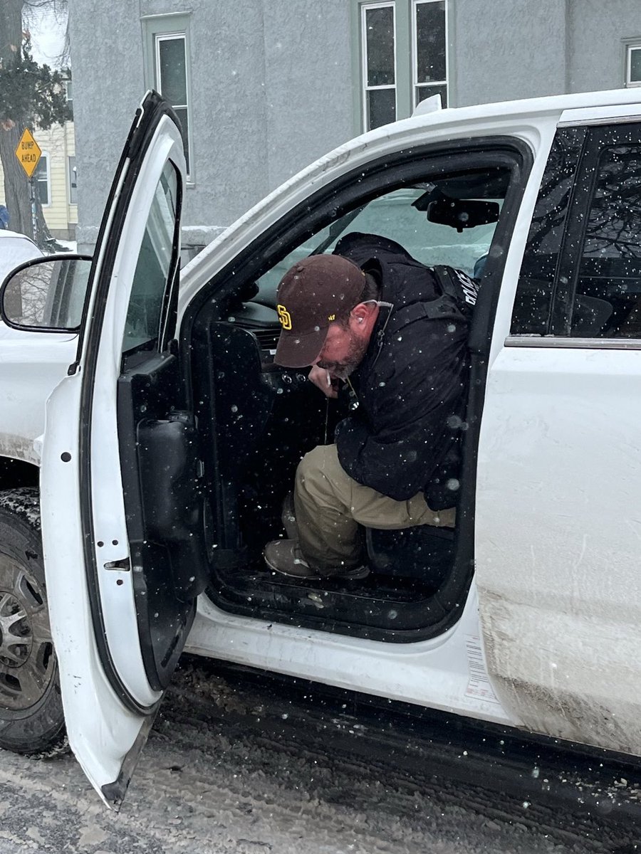 taylr's tweet image. submitted to me: a photo of a border patrol agent retching and spitting after they gassed themselves by mueller park in minneapolis yesterday
