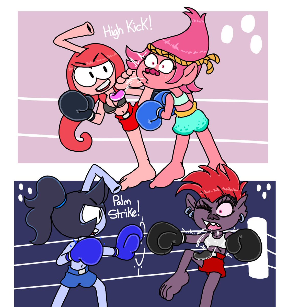 The girls vs troll princesses Poppy and Barb