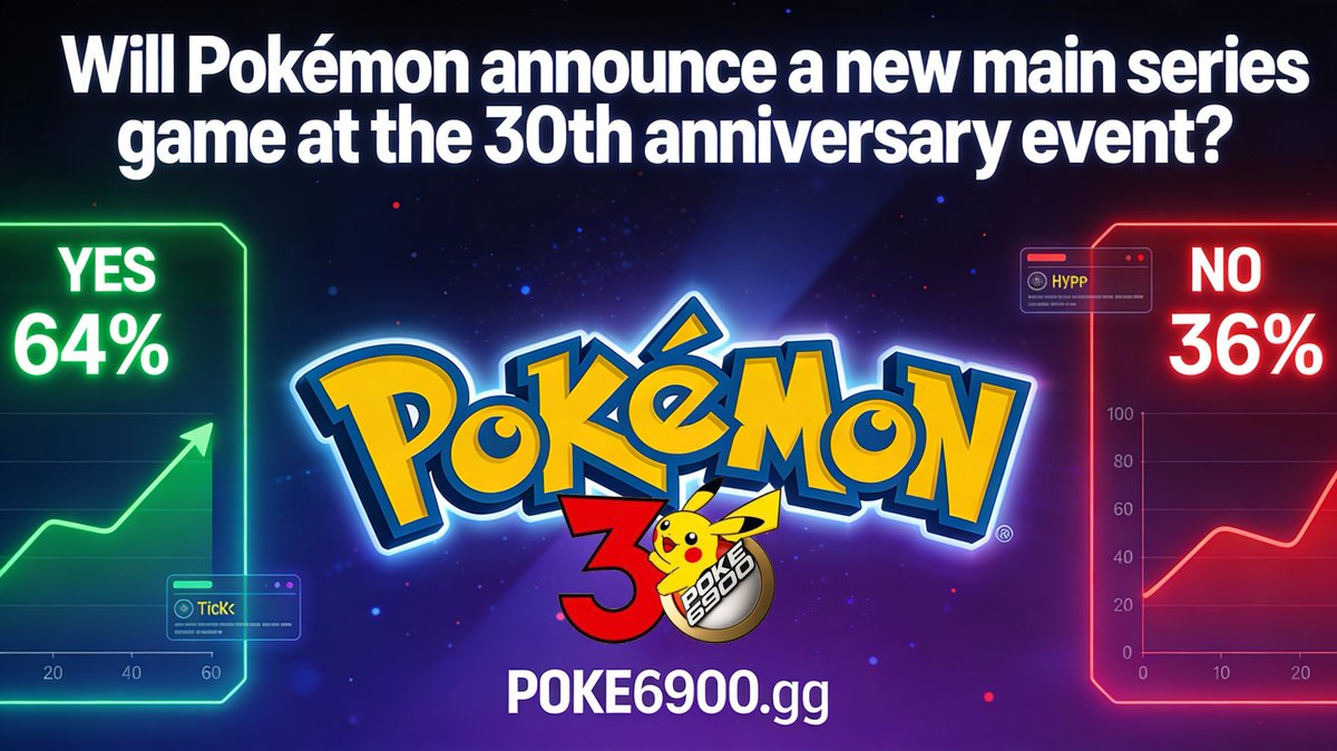 Will <a href="/Pokemon/">Pokémon</a> announce a new main series game at the 30th anniversary event? 
Be part of our Pokémarkets launch and suggest a Pokémarket for the launch. Drop your suggestion on: poke6900.gg/pokemarkets