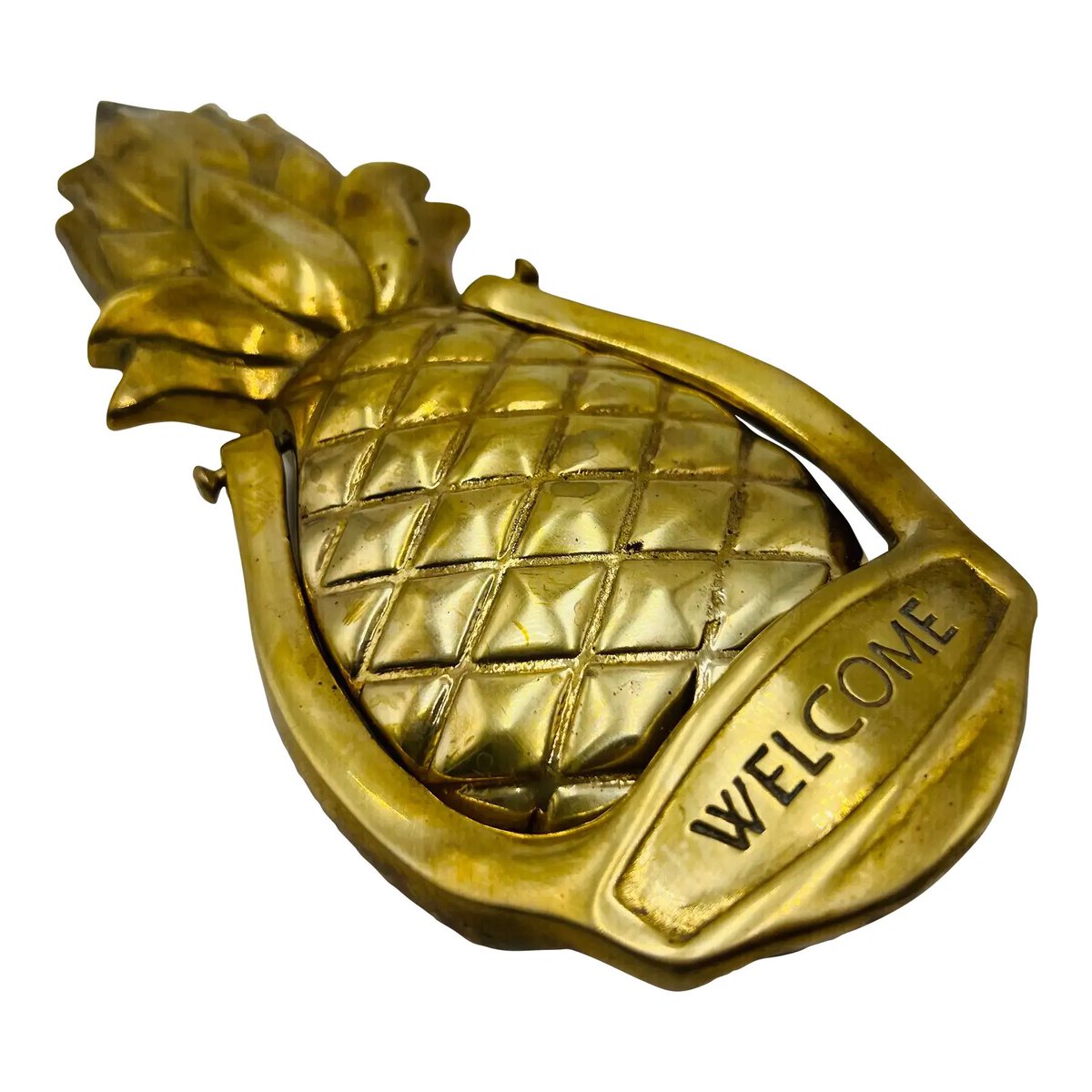 Goodbye Vintage Brass Pineapple Welcome Door Knocker, Hello <a href="/chairishco/">Chairish</a> sale💰Shop more here: bit.ly/shopTWT