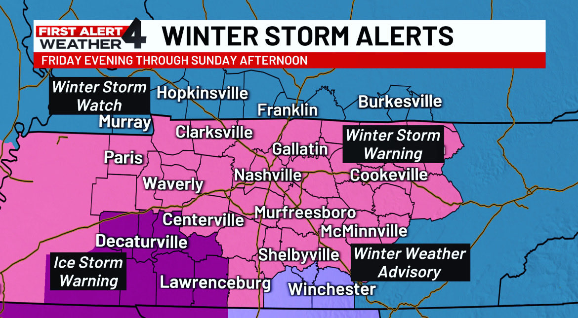 DanThomasWSMV's tweet image. Bottom line is the major winter storm for the weekend is still on!

Prepare for power outages and very poor driving conditions.

Here’s the latest with #watches &amp;amp; #warnings.

⁦@WSMV⁩ 
#FirstAlert