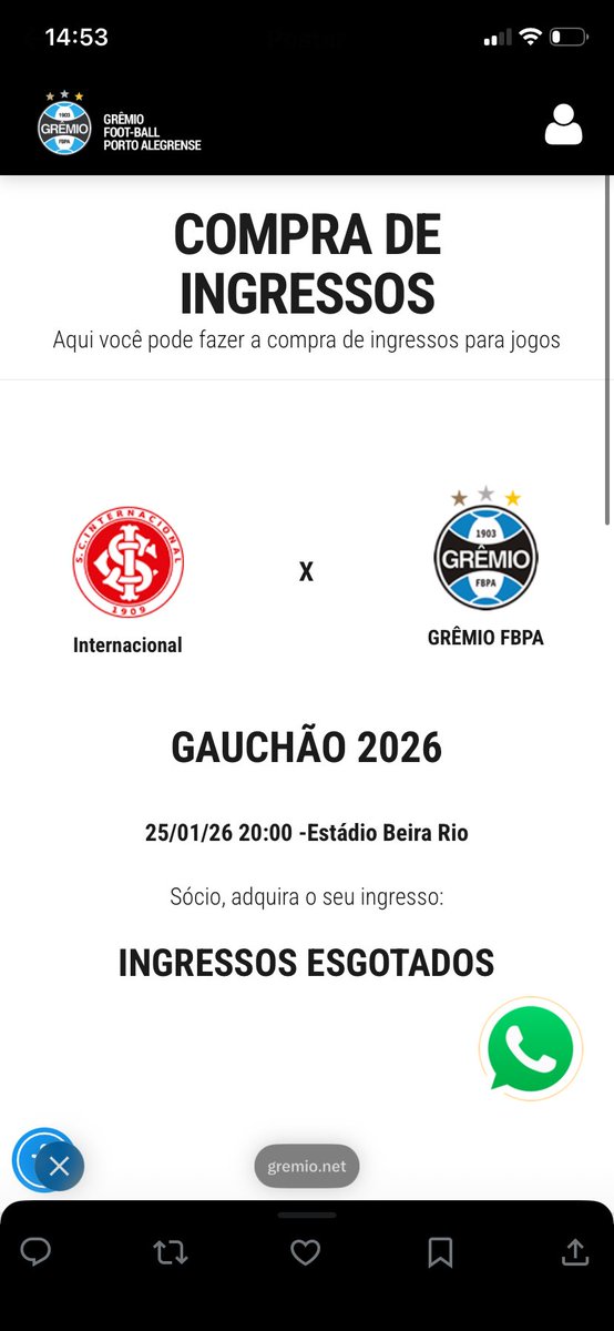 AndersonU10's tweet photo. @Gremio Que piada, desde as 14h tentando entrar no site e nada de conseguir , agora essa mensagem. https://t.co/kLcLdVKD5o