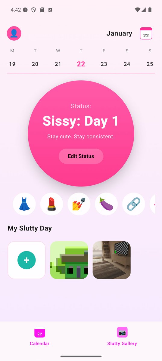 send2yuki's tweet photo. Redownload your Sissy Calendar.apk

> install SissyCalendar.apk
> activity.log(daily_sissy_tasks)
> file.upload(outfits, notes, proofs)
> viewer = Goddess
> status: awaiting review 💗

Track your sissy routines, record your progress, and choose to upload files for me to see and watch.
Structure. Routine. Devotion — all scheduled.

https://t.co/ez7hzUChqx