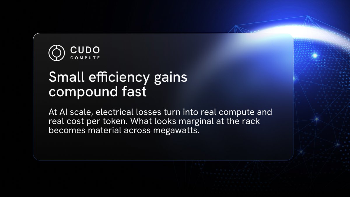48V is not a trend. It is math. A 4x lower current than 12V means far lower losses.

At 100 kW racks, 48V makes high density practical and improves cost per token.

Read our breakdown on why power architecture is now a performance lever: cudocompute.com/blog/designing…