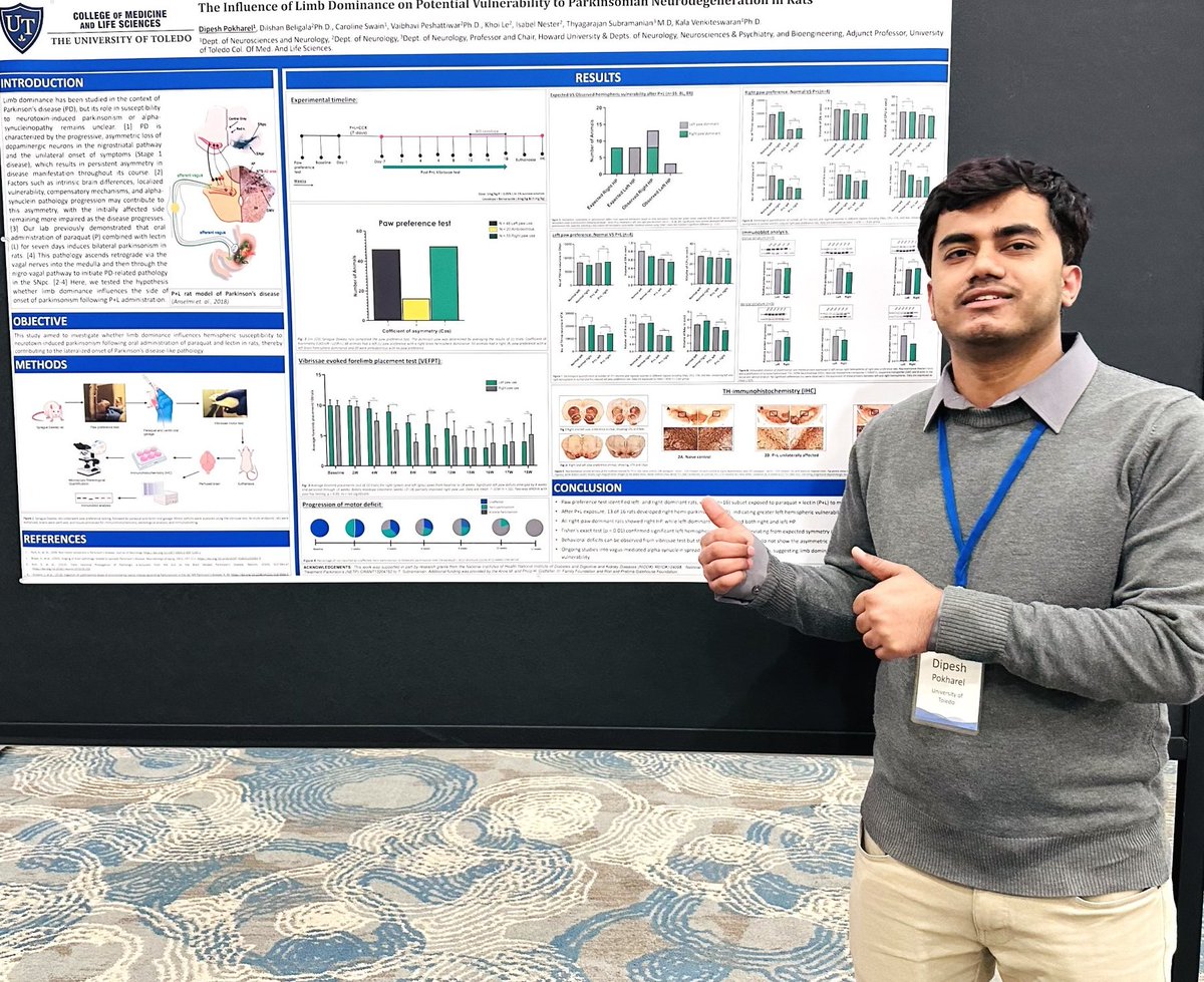 dipesh_neuro's tweet photo. Presented my research at the American Society for Neural Therapy and Repair (ASNTR 2025) in Clearwater Beach, Florida.
#ASNTR2025 #ParkinsonsDisease #NeuroscienceResearch #BasalGanglia
#Neurodegeneration #BrainResearch #PhDCandidate #NeuroScience
#DipeshPokharel #PhD https://t.co/GSkBOuyu3W