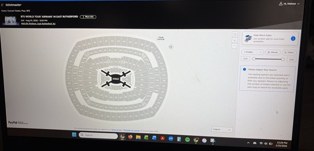 SICKTEAR7's tweet image. Metlife’s capacity without ground seats 82k with that seats nearly 100k 💀 and sold out for both dates in 50 mins 💀💀 literally 200k tickets ? Are u insane omg US ticketing is the hardest so far
