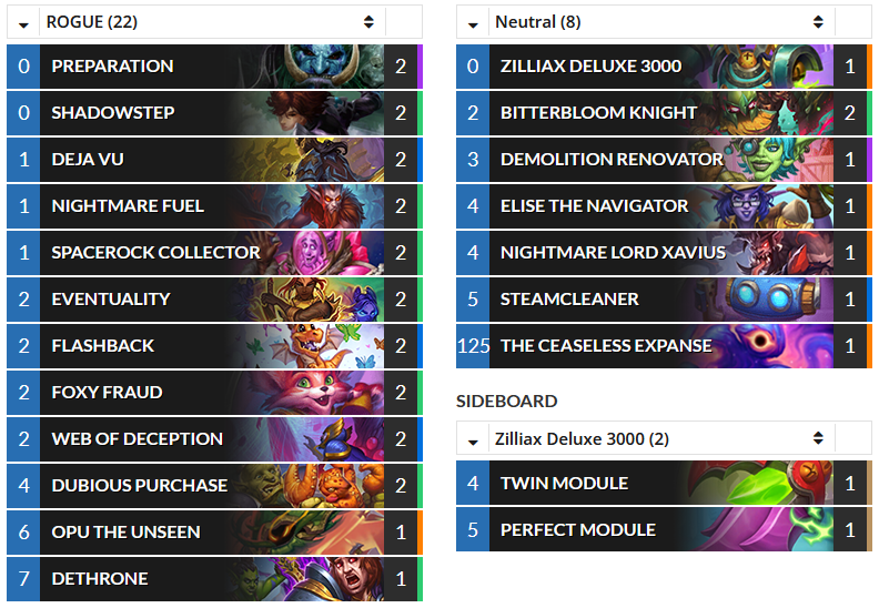 HSTopDecks's tweet photo. (Standard) @Rocky219677's #303 Legend Imbue Rogue. https://t.co/VuzAJYdwzB #Hearthstone #HS_ROG https://t.co/FoTKDO37h7