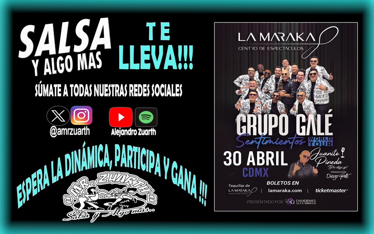 amrzuarth's tweet photo. 🆘LO QUE NO SABÍAS🆘
#SalsayAlgomasTeLleva CON @grupogale 🔥🔥🔥🔥

⚡️ COMENTA, COMPARTE Y DALE ME GUSTA SI QUIERES SUMAR PUNTO PARA GANAR TUS ACCESOS 🎟️🎟️
.
.
.
#SalsayAlgomas #SentimientosTourGale #RumboaLos40 #ElQueSabeSabe https://t.co/C5eEgryfGy