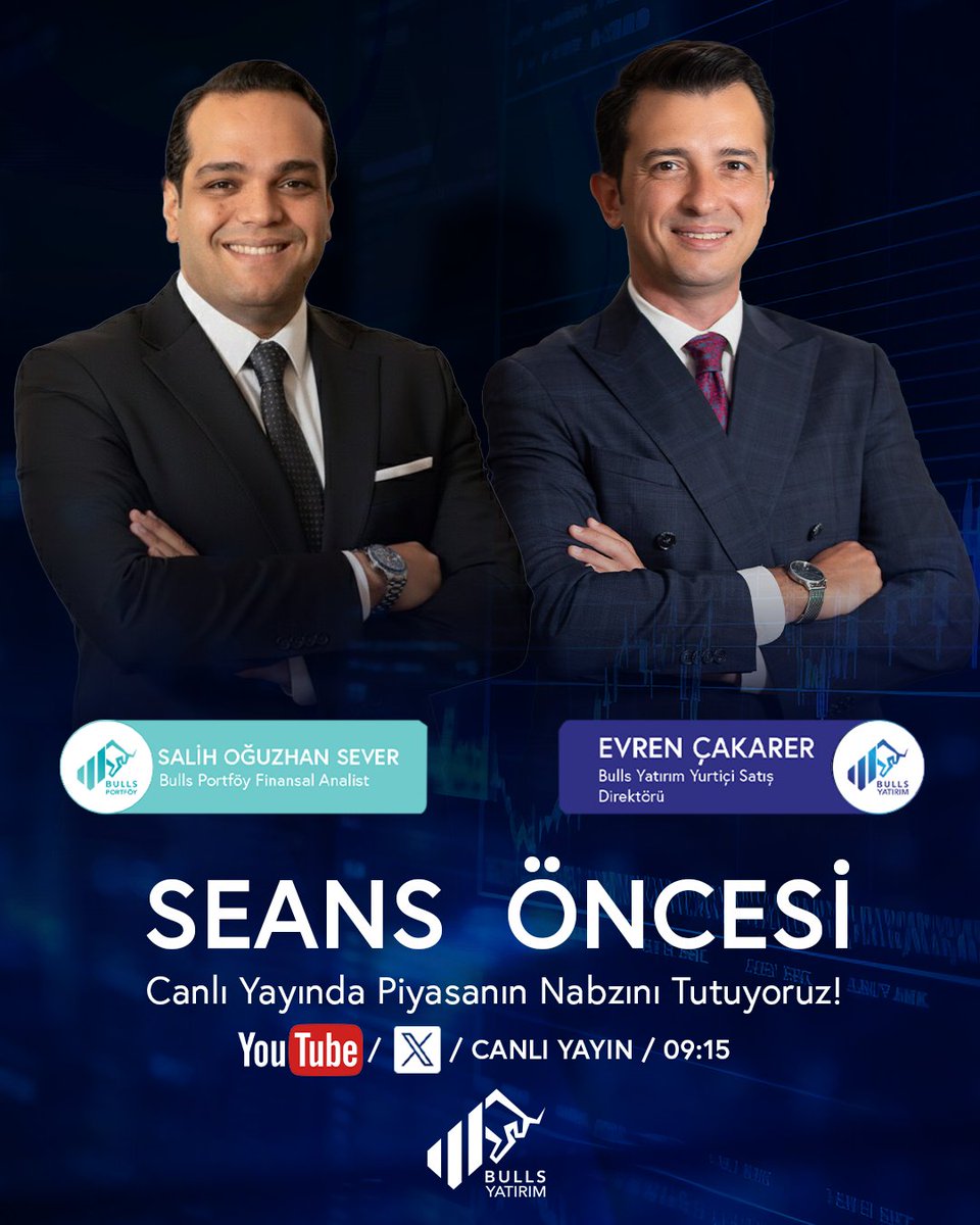 Salih Oğuzhan Sever ve Evren Çakarer ile bugün saat 09.15’da Seans Öncesi canlı yayınında piyasanın nabzını tutuyoruz!

youtube.com/live/mxjkqAPfV…

<a href="/solakogIu/">Solakoğlu</a> <a href="/ecakarer/">Evren Çakarer</a>