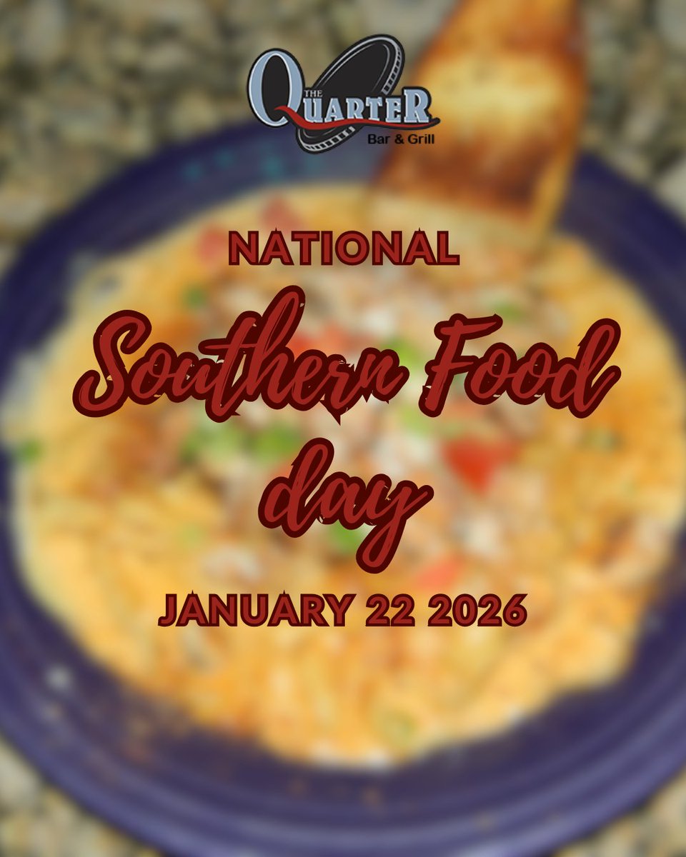 QuarterAddison's tweet photo. Happy National Southern Food Day! Join us at The Quarter Bar &amp; Grill as we celebrate with delicious comfort food that will make your taste buds dance! 
Check out our menu 👉 https://t.co/5B125Yf5gx
#addisontx #txeats #dallas #dallastx #dallaseats #visittx https://t.co/94k5cnpXKG