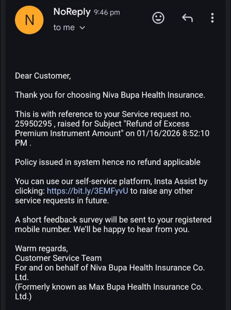 jaysoni's tweet photo. @Niva_Bupa @NivaBupaSupport Ms Kavita, call me again. what nonsense reply is this? Just because base policy is issued, you can't hold the extra for an unfulfilled loading proposal? https://t.co/jABUpuhqov