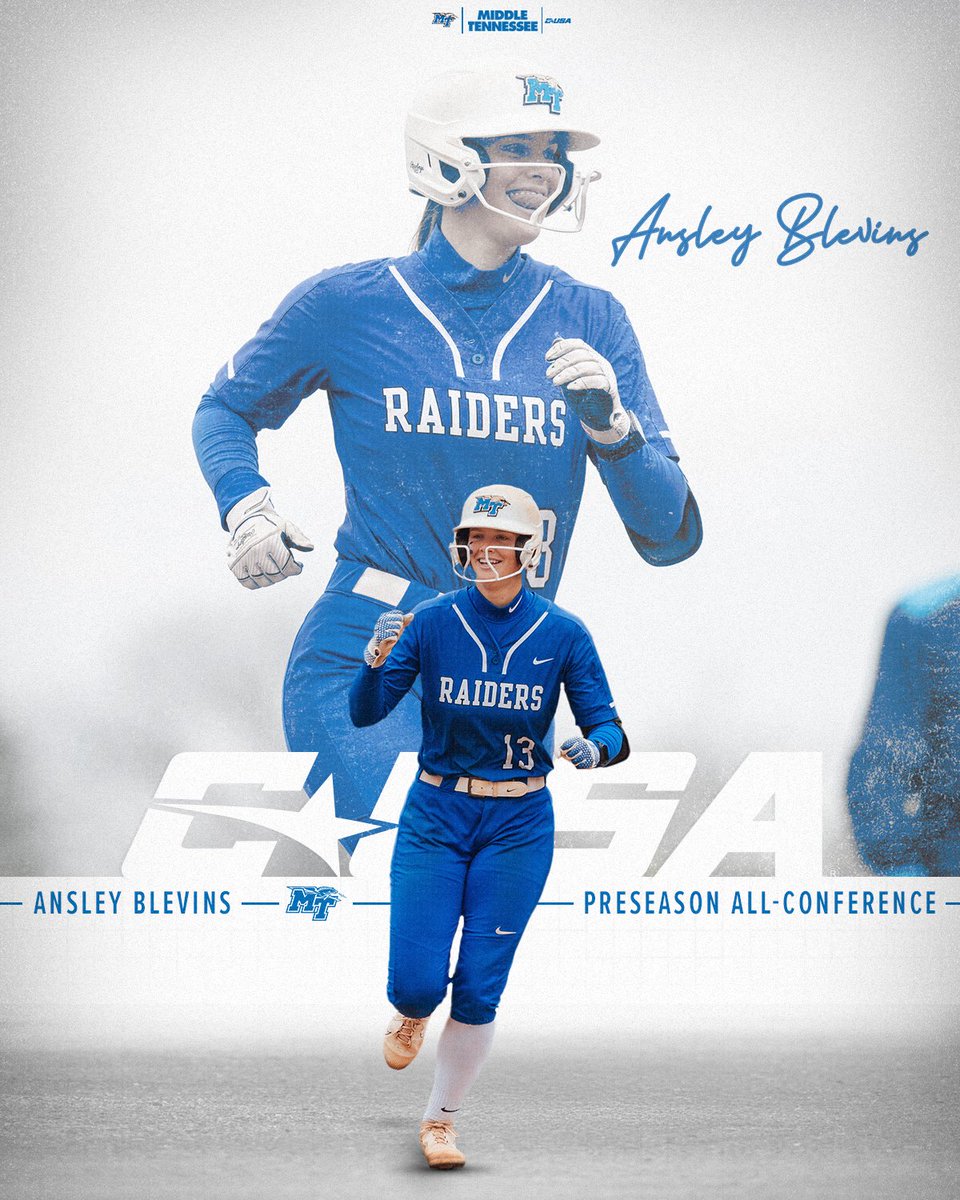 MT_Softball's tweet photo. Ansley Blevins has been named to the @conferenceusa Preseason All-Conference Team 😤

#BLUEnited | ⚡️⬆️ https://t.co/Ib0aPW30ng