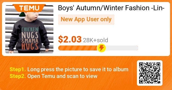 TankyTalks's tweet photo. Uncover incredible deals and embrace a seamless shopping spree on Temu! 😊
👉 item link: https://t.co/rxMsMUYaiB
🎉 Exclusive deal[$2.03]
⚠️ Every New App User can only enjoy once
Boys' Autumn/Winter Fashion -Lined Sweatshirt with "Chicken Nugs &amp; Mama Hugs" Letter Print, ... https://t.co/HVoCsG6rSh