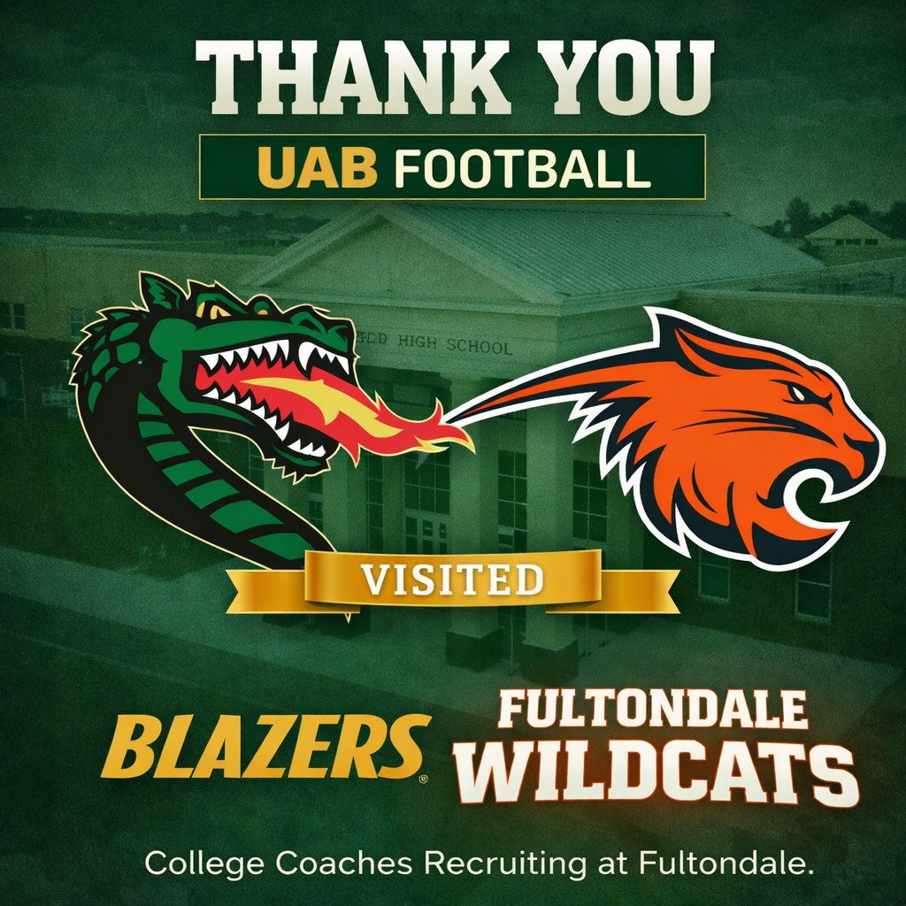 Fultondalefb's tweet photo. Big Shout out to @UAB_FB for stopping by to check out our Student-Athletes, Hidden Gems over here https://t.co/GQKscjUJde