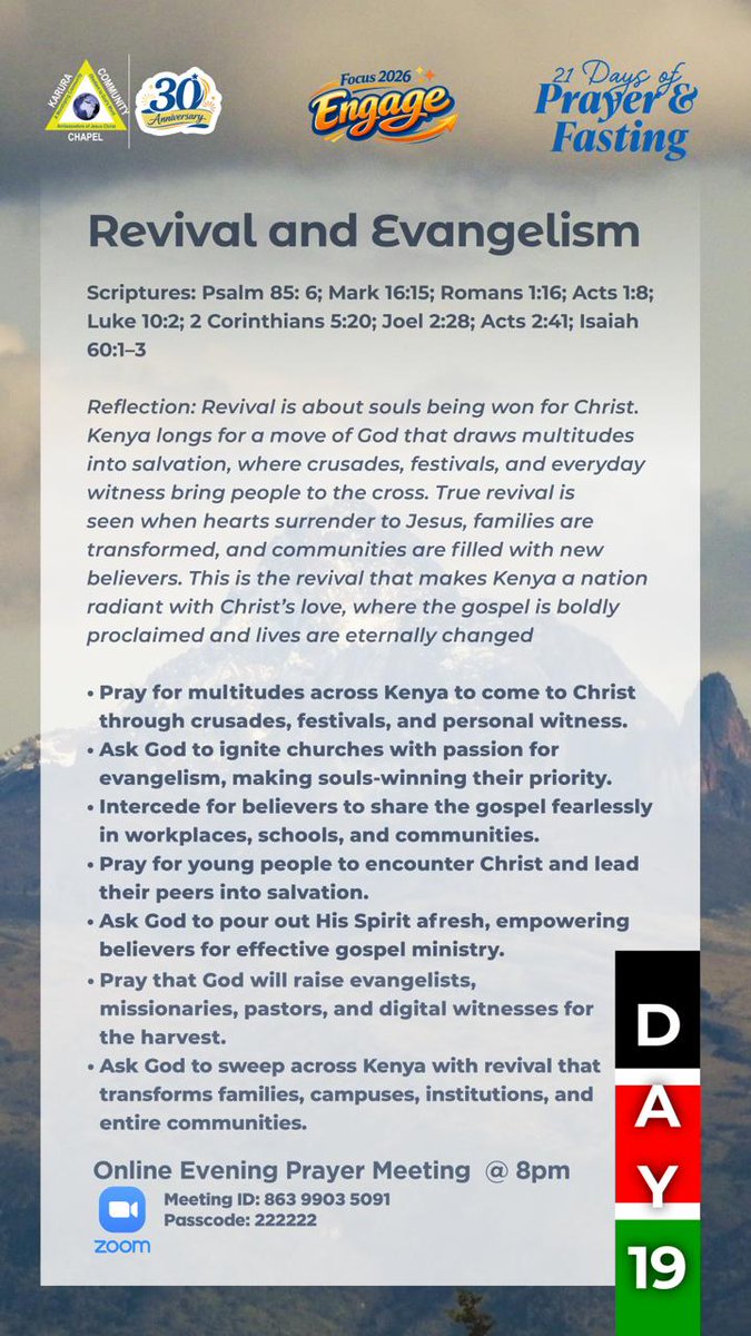 KaruraCC's tweet photo. Please find Day 19 guide for our 21 Days of Prayer and Fasting.

We will meet at 8pm for our Online corporate Prayers using this zoom link : https://t.co/Wj5xp2ndvr https://t.co/Xqmydkfe4m