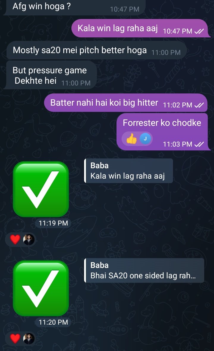 BettingHeist365's tweet photo. My leaked chat with one of our brothers 😉
Sorry didn't tip #SLvsENG & #AFGvsWI Jackpots as me & my mom are both not well & I have been mostly busy taking care of her...
I hope though most of u cashed in 🙏
#Cricket
#WPL
#SA20 https://t.co/RyNzfZtGTg