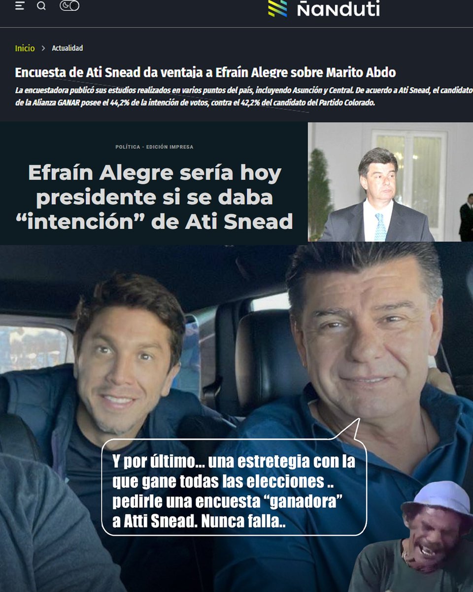 Si Ati te saca una encuesta y te da como ganador, anda bien nomas ya a tu casa a esperar con la tele prendida el discurso de ganador de tu adversario 🤣🤣🤣 Juerzaaaa Re____jala. 🤣🤣🤣  de manual!