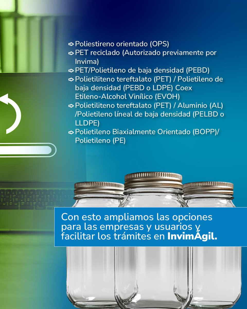 Actualizamos la plataforma con nuevos materiales de envase, esto permite optimizar procesos y acompañar al sector de alimentos y bebidas no alcohólicas en su gestión diaria. Menos pasos, más opciones y un servicio pensado para avanzar contigo. 🚀<a href="/camaracomerbog/">Cámara de Comercio de Bogotá</a>  <a href="/ANDI_Colombia/">ANDI</a>