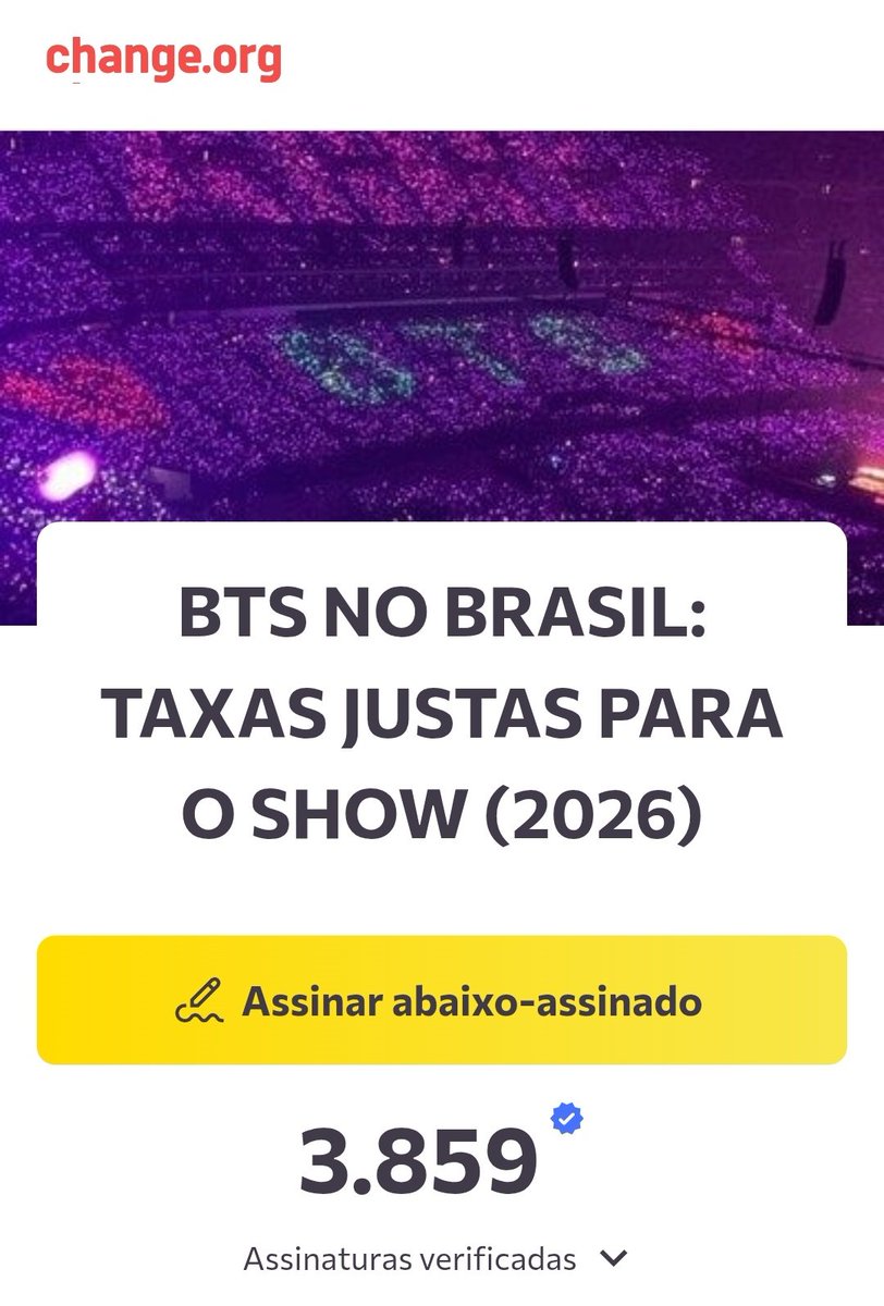 rkivedisc's tweet image. BORA COMPARTILHAR?

BTS NO BRASIL: TAXAS JUSTAS PARA O SHOW (2026) - Assine a petição! c.org/8vhNrYJxsK