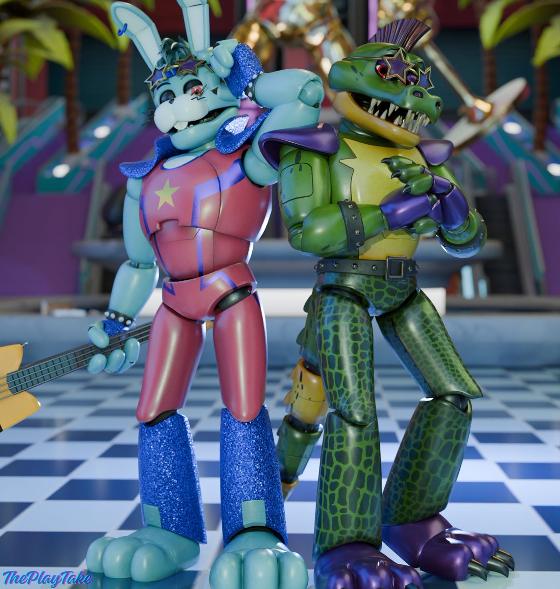 Th3Playtak3's tweet photo. Brothers forever!
#FNAF #fnafsb #fnafsecuritybreach  #glamrockbonnie #montgomerygator #montygator #blender https://t.co/ZmLyjB43dO