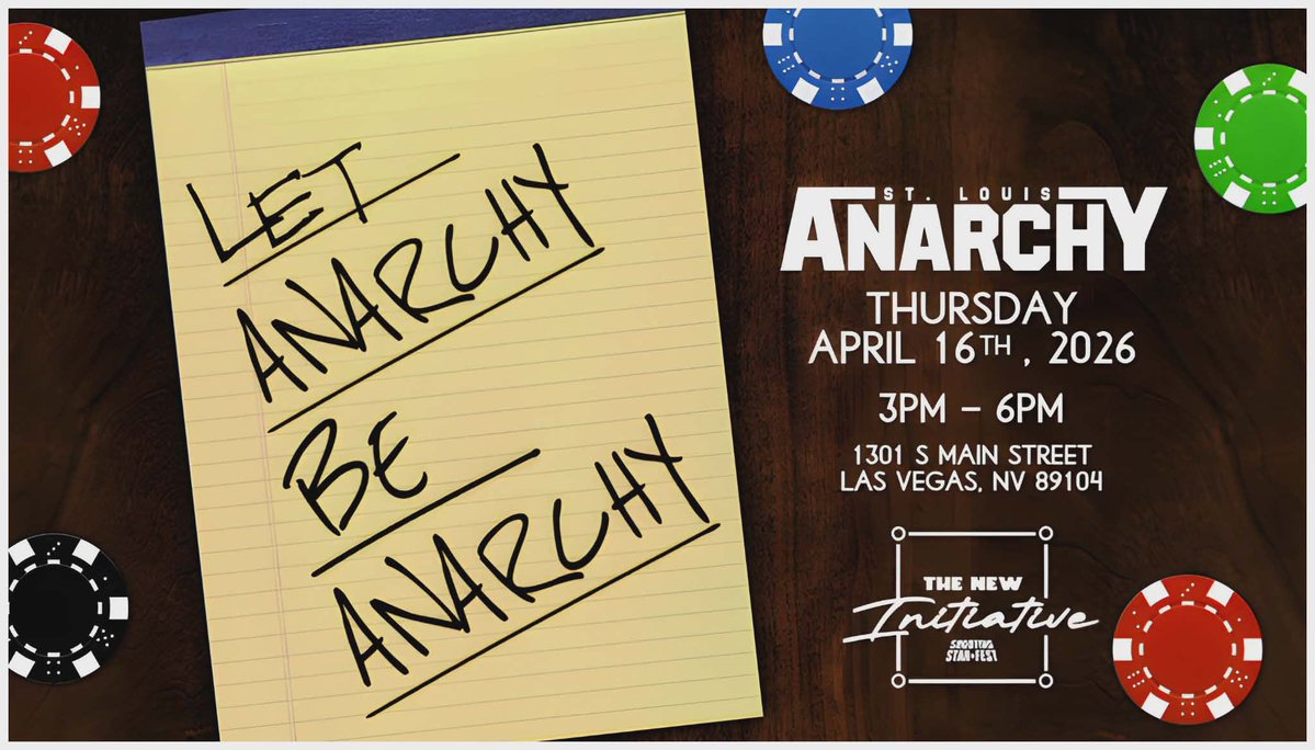 Saint Louis Anarchy presents: Let Anarchy Be Anarchy 

Live from Las Vegas on Thursday April 16th 3PM Vegas time 5PM CT time. 

<a href="/PlanetWilliams1/">Dead Ringer</a> and <a href="/StiffRoboGinger/">Gary Jay 👊🤖😾</a> tang with <a href="/1called_manders/">1 Called Manders ワン・コールド・マンダース</a> and <a href="/NotThatShire/">Thomas Shire</a> in tag action! 

STLANARCHY.COM for 🎟️🎟️🎟️🎟️