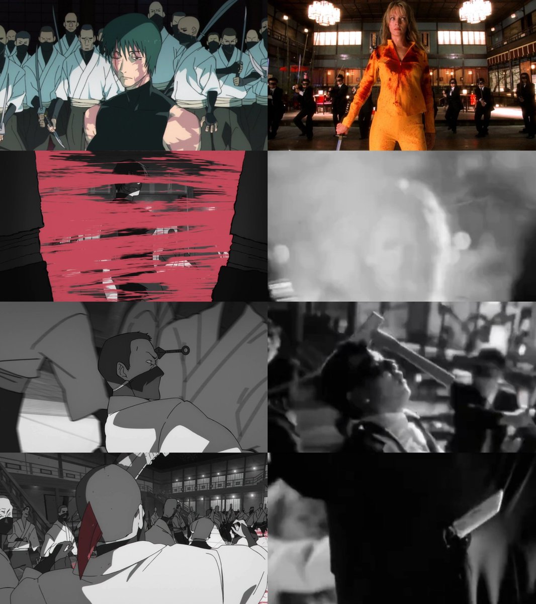 animetrends's tweet image. ES CINE: El Episodio 4 de la Temporada 3 de 'JUJUTSU KAISEN' (Culling Game) incluyó referencias directas a 'Kill Bill'. ⚔️💛

MAPPA rindió homenaje a la obra de Tarantino con cortes de acción que replican el estilo frenético de La Novia. Absoluto cine.