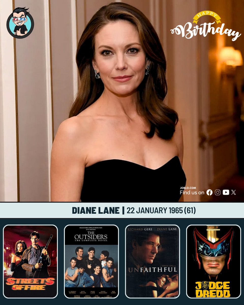 joblocom's tweet photo. Diane Lane turns 61 today! 🎂
 #DianeLane #FilmLegend #StreetsOfFire #Unfaithful #JudgeDredd https://t.co/yZeqoZAX9p