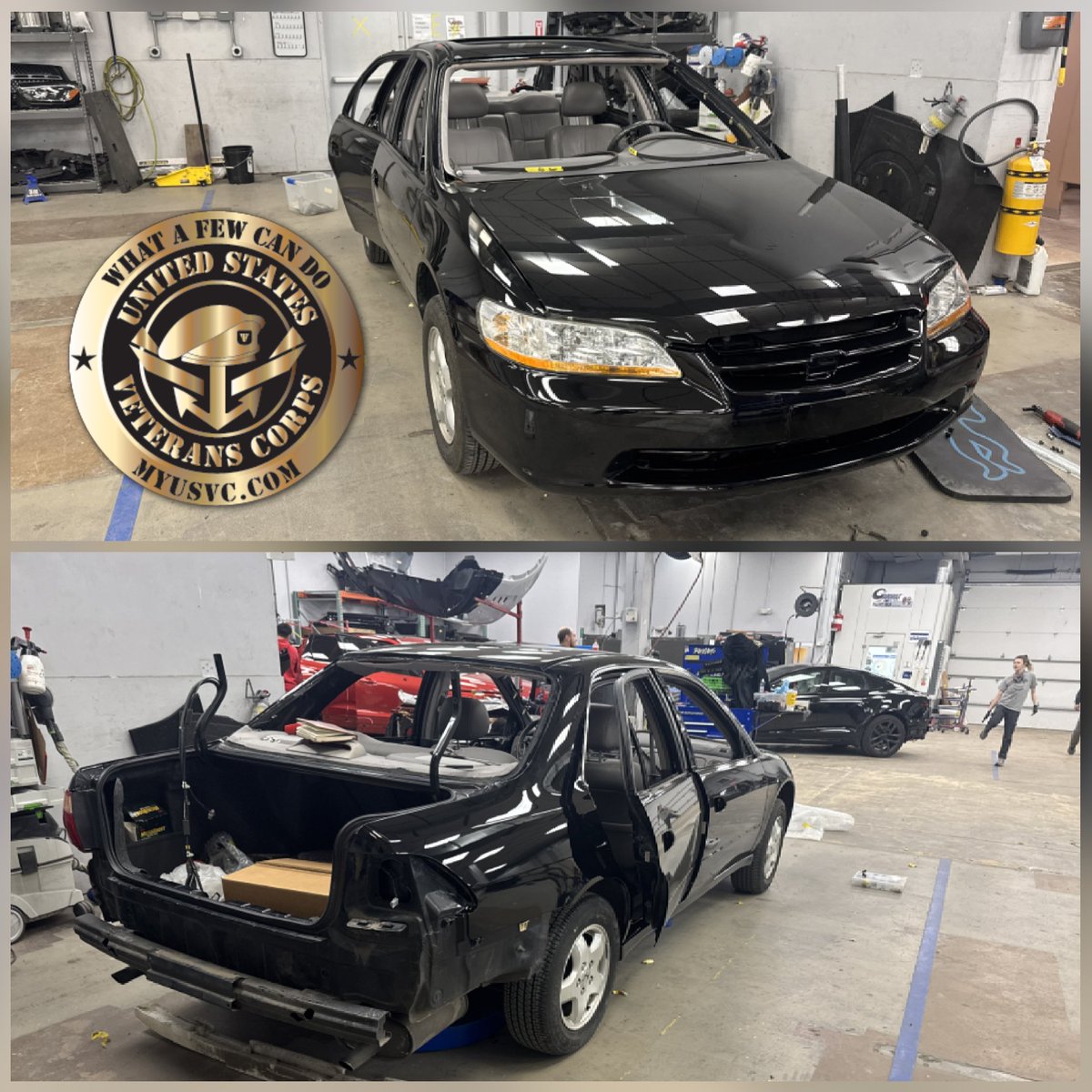 Relentless Collision is putting the car back together! Our car giveaway will move on to phase 4 after the storm. 
#airforce #airforcefamily
#mybabydrivesahonda 
#pimpmyride