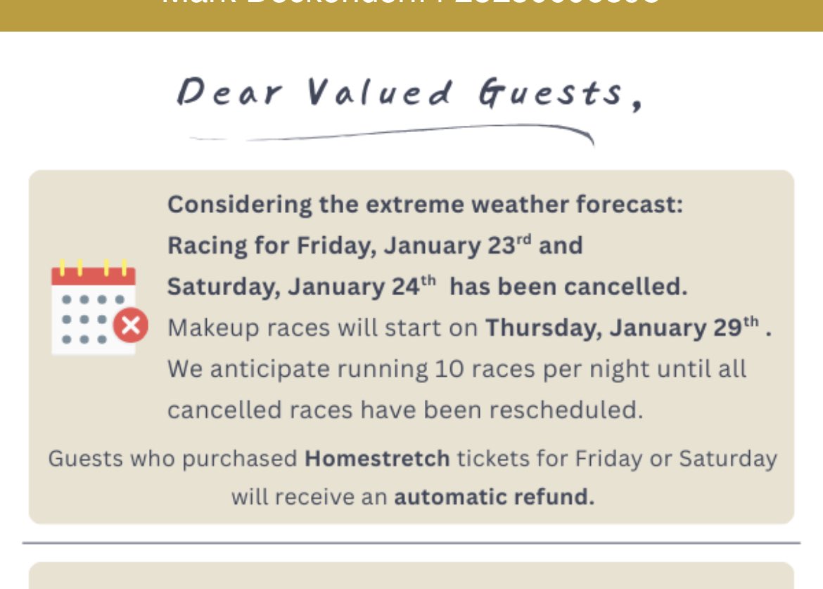 Turfway cancelled this weekend