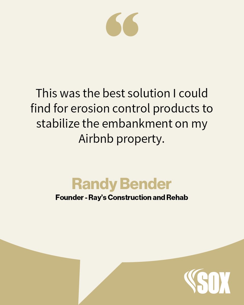 SoxErosion's tweet image. When erosion threatens your investment, the right solution matters.
SOX helped stabilize an Airbnb embankment, protecting the property and preserving long-term value.
#erosioncontrol #propertyprotection #infrastructuresolutions #soxtestimonial #soxerosion