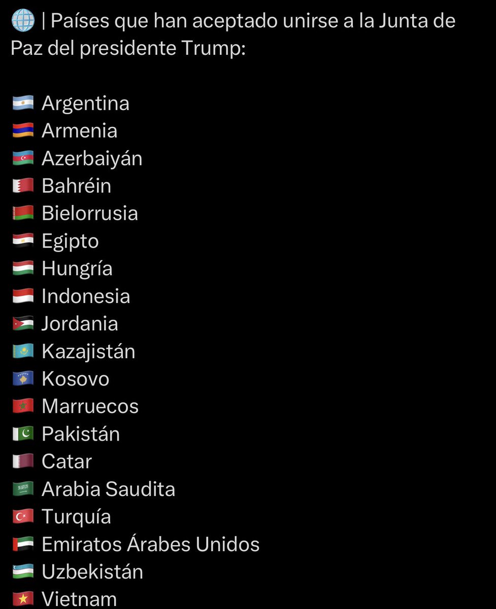 porqetendencias's tweet image. “PAÍSES CUARTOMUNDISTAS” 

Por la lista de países de baja categoría que firmaron para unirse al Concejo de Paz de Donald Trump.