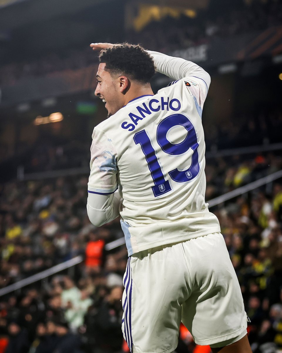 brfootball's tweet image. Jadon Sancho's first Aston Villa goal comes vs. Fenerbahçe in the Europa League 💪
