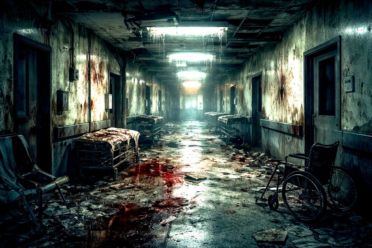 Las luces no parpadean por fallos eléctricos.
Parpadean para no ver.
En las habitaciones aún huele a desinfectante
y a algo más antiguo…
miedo viejo, sedimentado en las paredes.
Las camillas no se movieron solas.
Alguien las empujó
cuando ya no quedaban enfermos....#microrelato