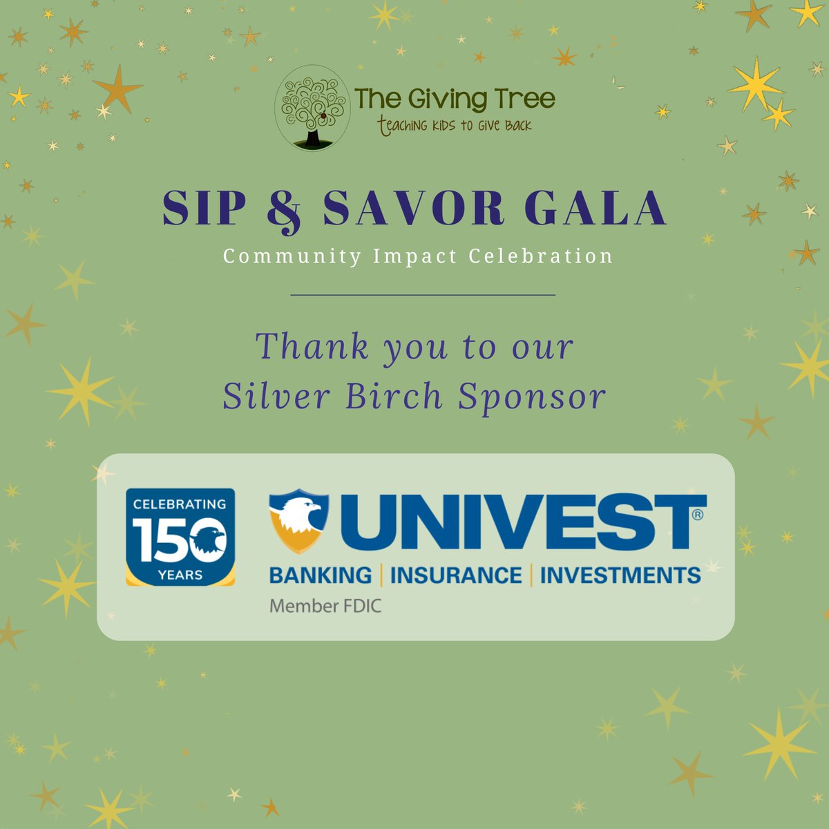 We’re proud to welcome Univest Financial as a Silver Birch Sponsor of our 2nd Annual Sip &amp; Savor Gala! Thank you for supporting both this special event &amp; our mission of inspiring kids to give back. Tickets: 
bit.ly/3NgjQZ4 <a href="/UnivestCorp/">Univest Financial</a> 
#SipandSavorGala2026 #grateful