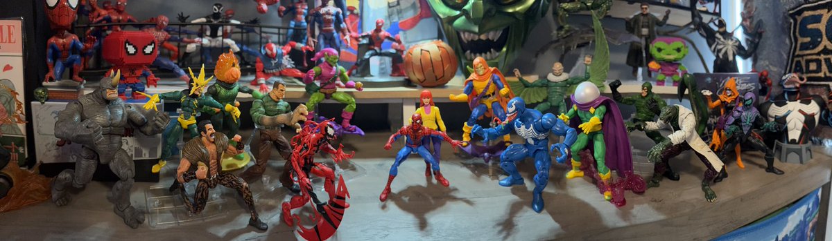Working on the Spider-Man display shelf!